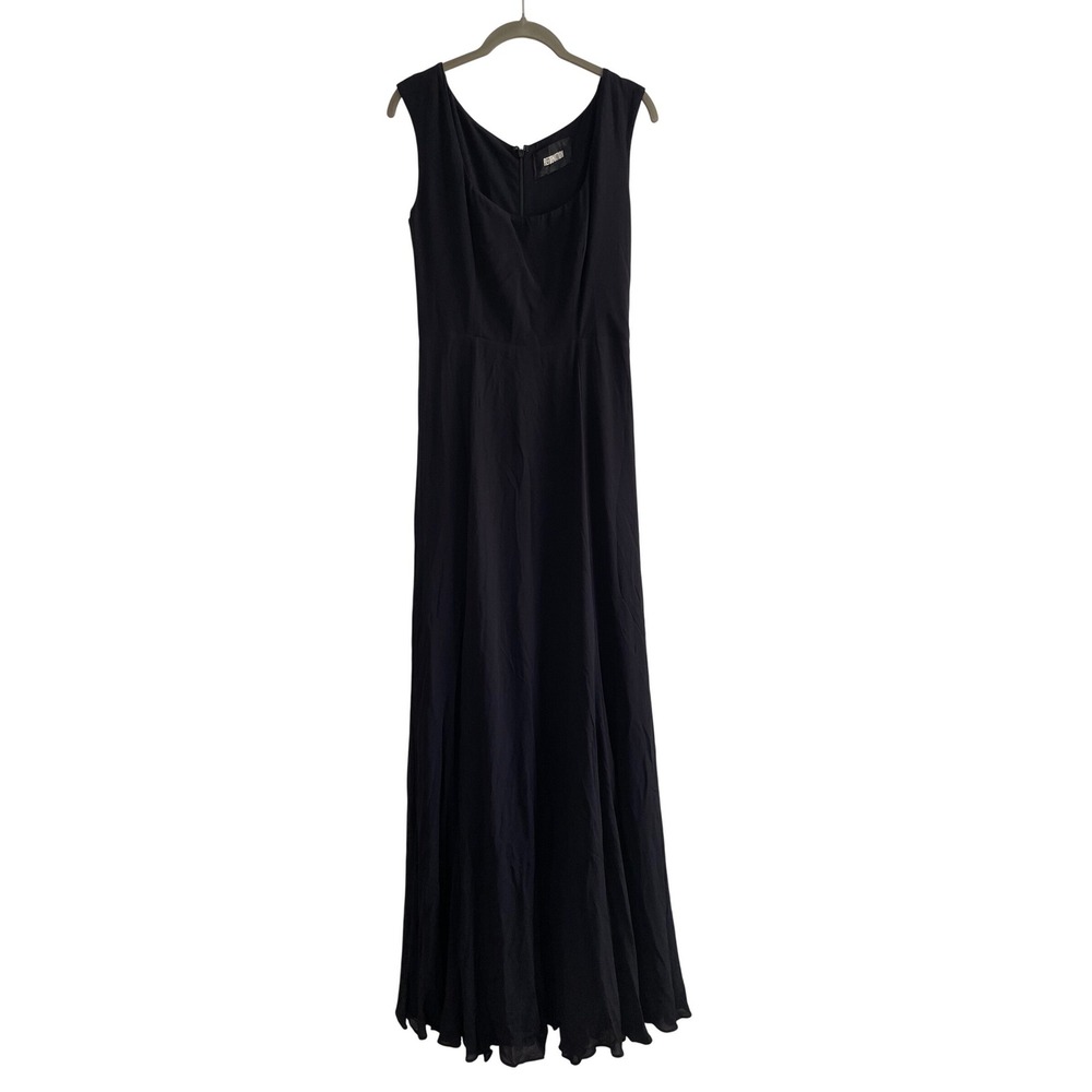 Reformation Black Viscose Crepe Sleeveless Scoop Neck Maxi Dress Size 8